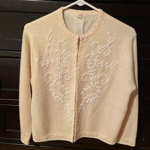 Elegant Cream Embroidered Women's Sweater